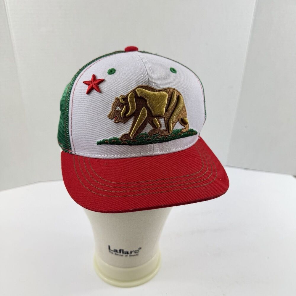 Aksels CALIFORNIA Grizzly Flag Snapback Trucker Hat Mesh Ball Cap Embroidered PO
